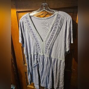 Torrid Lavender Embroidered V‑Neck Tunic